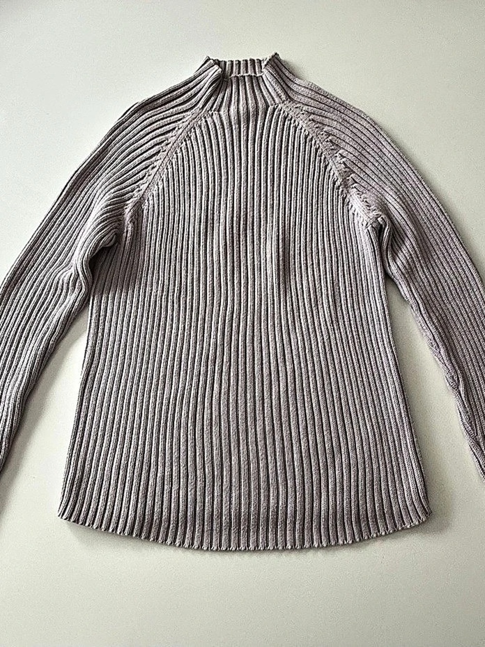 Vintage 100% Cotton Ribbed Mock Neck Sweater — XL